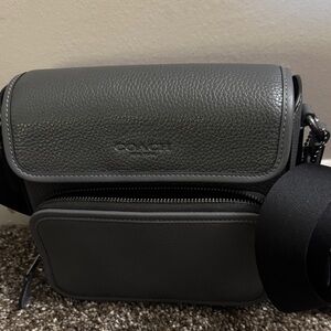 Coach Charcoal Leather Men's or women's crossbody Bag